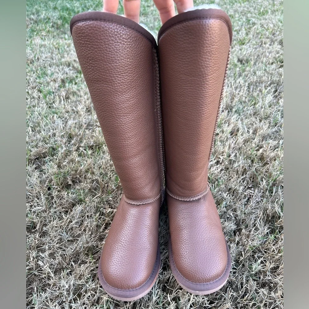 Australia Luxe Collective Cosy Tall‎ Boot Buff Leather Shearling NWOT. Sz-6. C